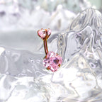 High-Shine Square CZ Titanium Navel Ring - High-Shine Square CZ Titanium Navel Ring - Bubblegum Pink by CRUXJEWELRY