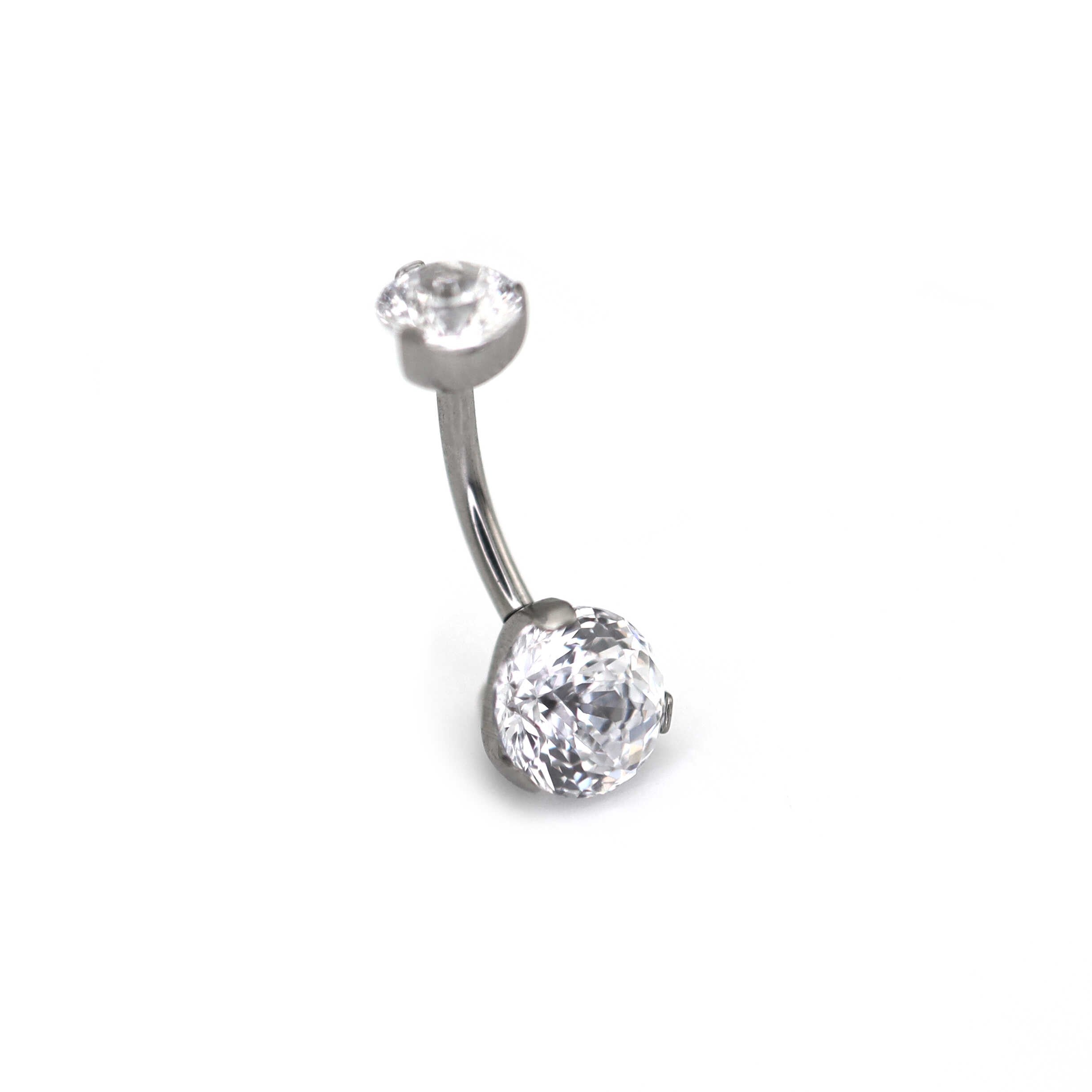 High Shine CZ Titanium Belly Ring - High Shine CZ Titanium Belly Ring - Default Title by CRUXJEWELRY