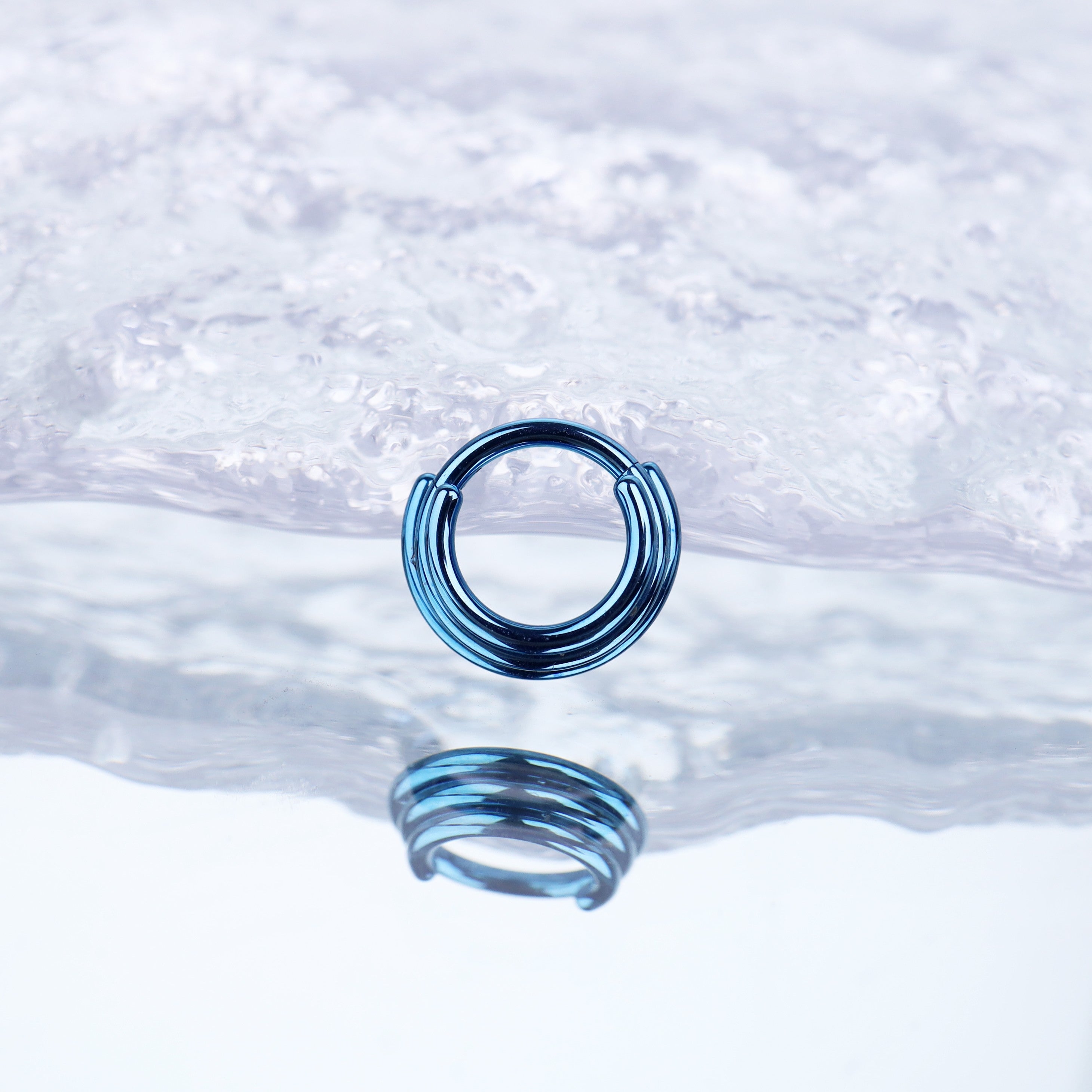 Three Row Triple Segment Septum Ring - Three Row Triple Segment Septum Ring - Blue / 8 mm by CRUXJEWELRY