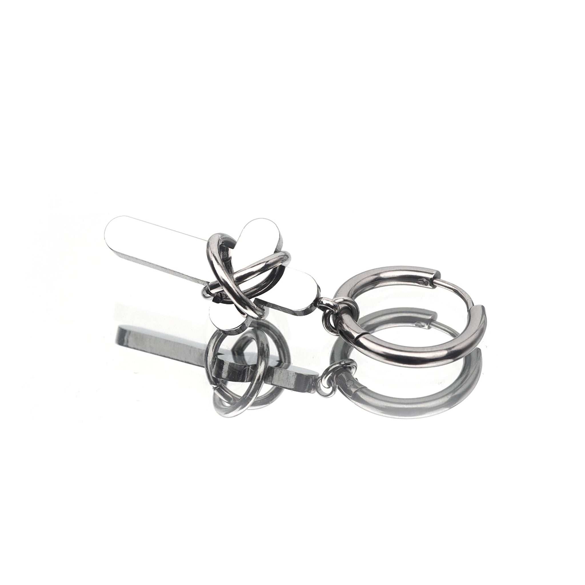 Bondage Cross Pendant Stainless Steel Earrings - Bondage Cross Pendant Stainless Steel Earrings - Single by CRUXJEWELRY