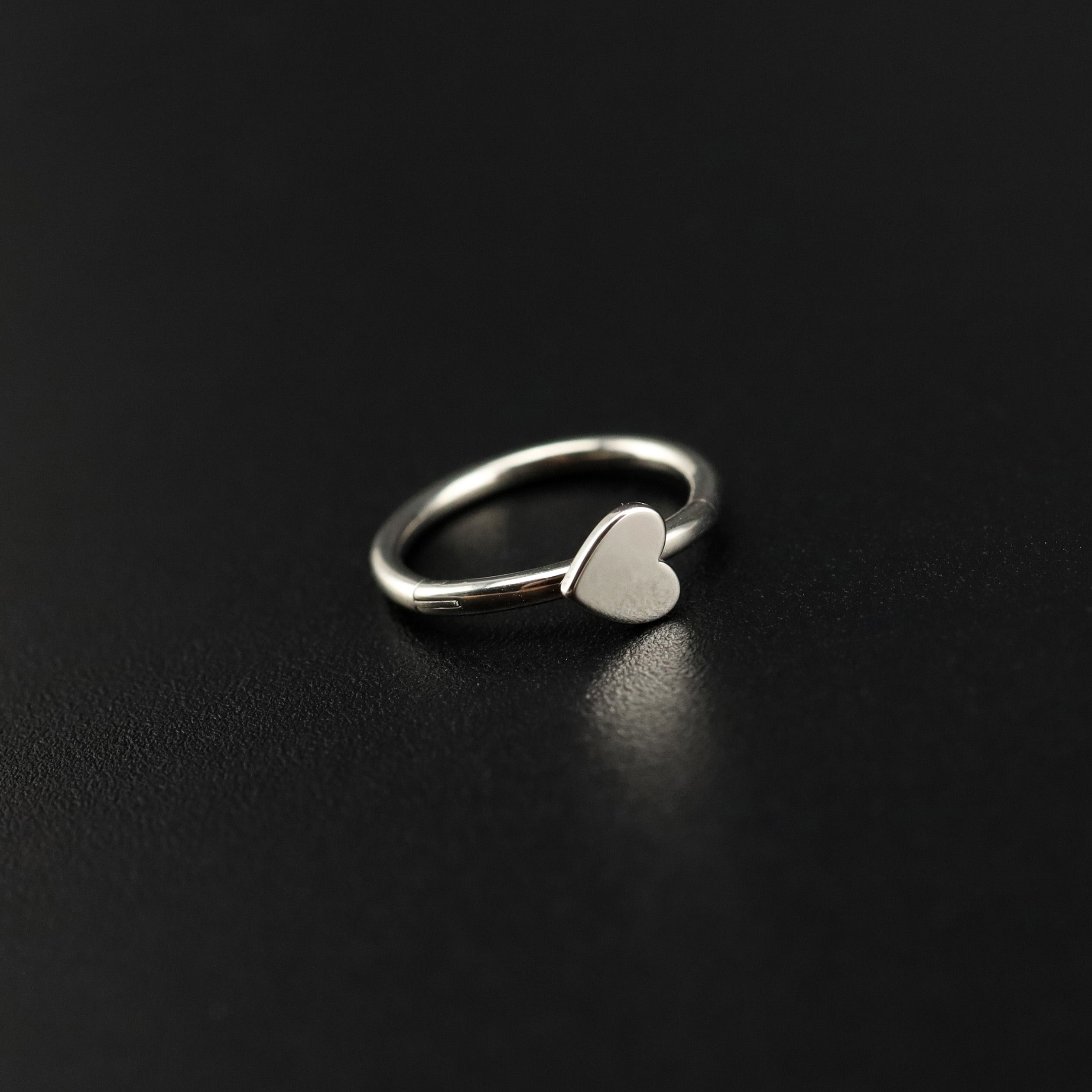 Basic Heart Sterling Silver Stainless Steel Segment Hoop - Basic Heart Sterling Silver Stainless Steel Segment Hoop - 6mm by CRUXJEWELRY