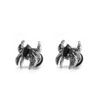 3D Black CZ Spider Stainless Steel Ear Studs - 3D Black CZ Spider Stainless Steel Ear Studs - Set by CRUXJEWELRY