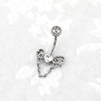 Heart-shaped CZ bow tie Dangle Belly Ring - Heart-shaped CZ bow tie Dangle Belly Ring - Default Title by CRUXJEWELRY