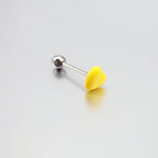 Heart-shaped Acrylic Tongue Stud - Heart-shaped Acrylic Tongue Stud - Yellow / 12mm by CRUXJEWELRY