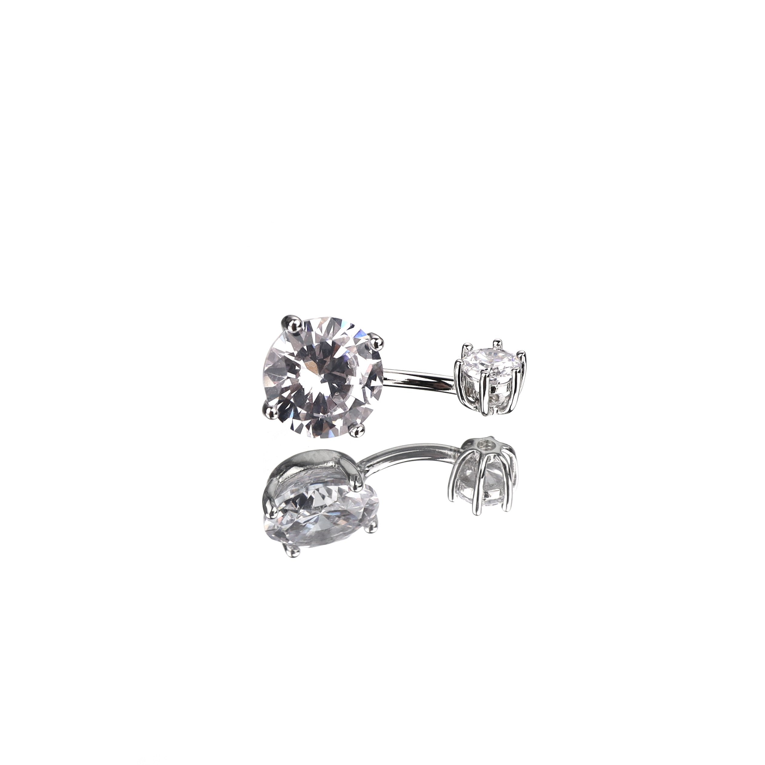 Round CZ S925 Sterling Silver Belly Ring - Round CZ S925 Sterling Silver Belly Ring - 6 mm by CRUXJEWELRY