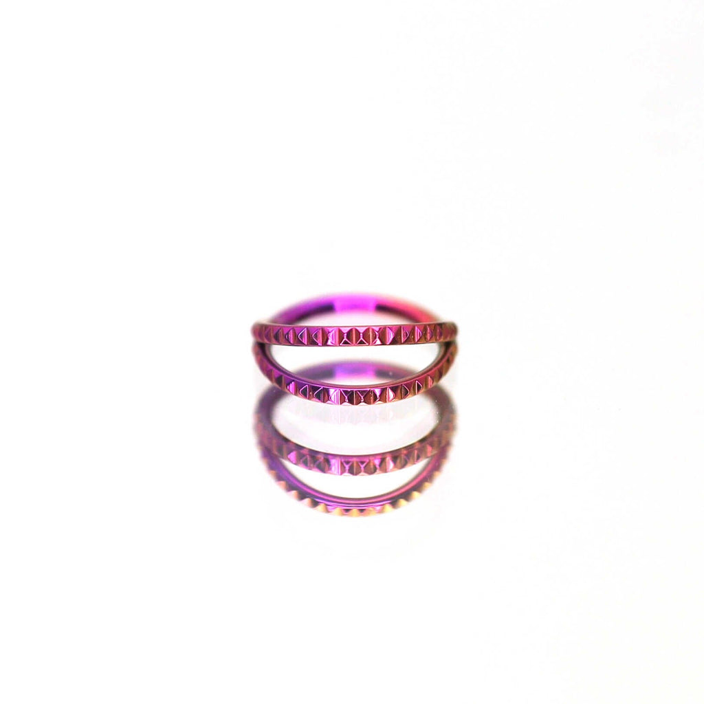 Double Hoop Engraved Titanium Segment Hoop - Double Hoop Engraved Titanium Segment Hoop - pink-gradient by CRUXJEWELRY