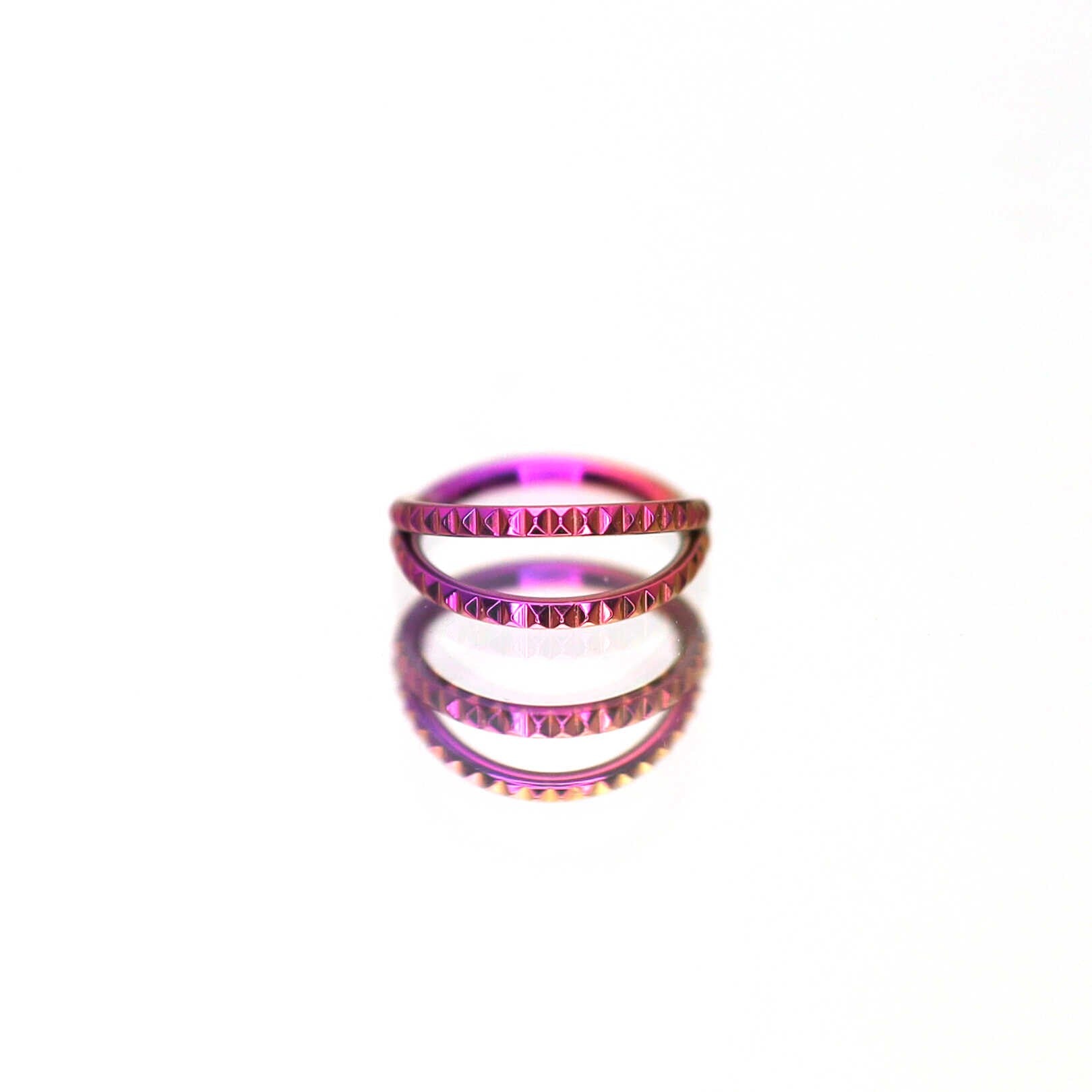 Double Hoop Engraved Titanium Segment Hoop - Double Hoop Engraved Titanium Segment Hoop - pink-gradient by CRUXJEWELRY