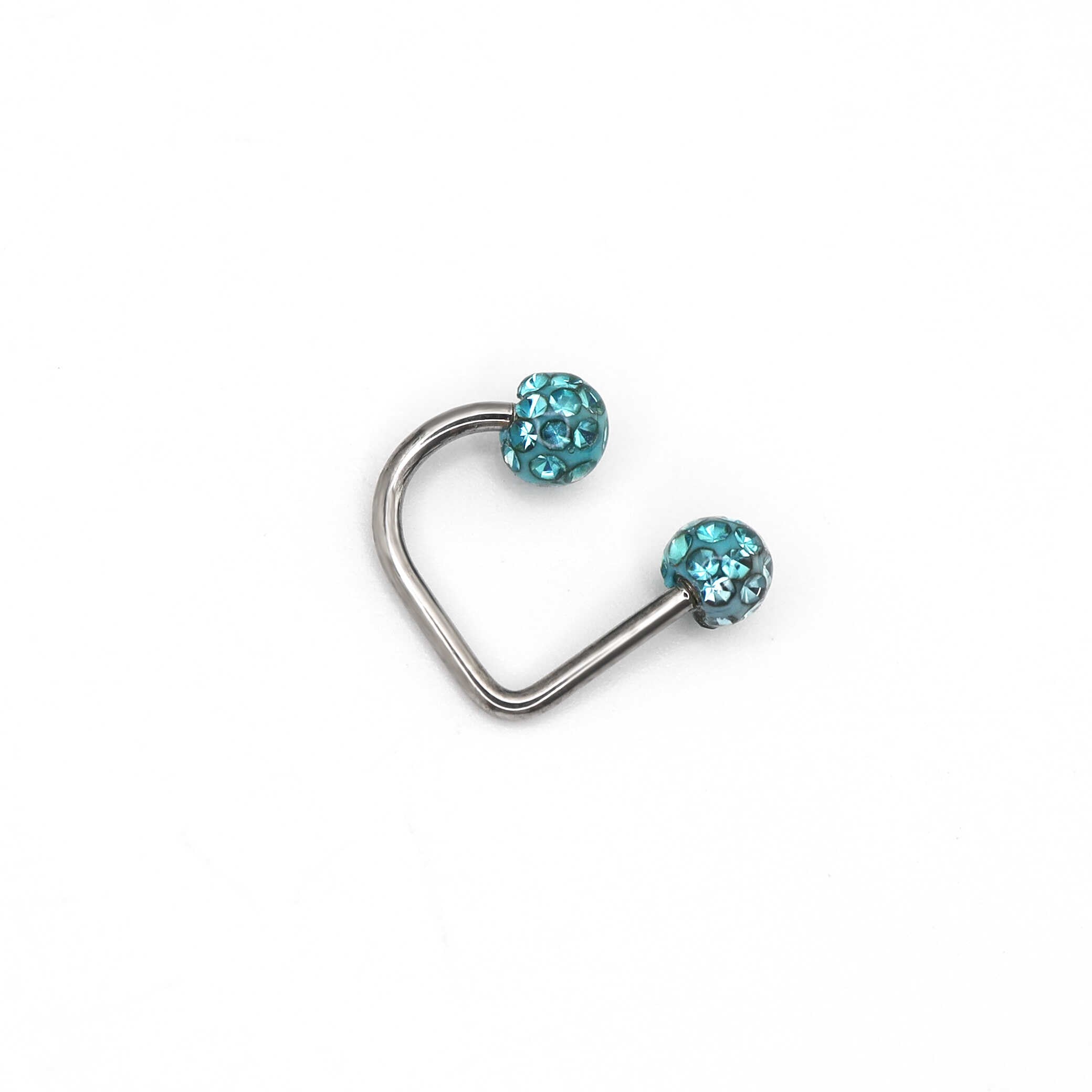 Full CZ Stainless Steel U-Ring - Full CZ Stainless Steel U-Ring - Light Blue / 8mm by CRUXJEWELRY