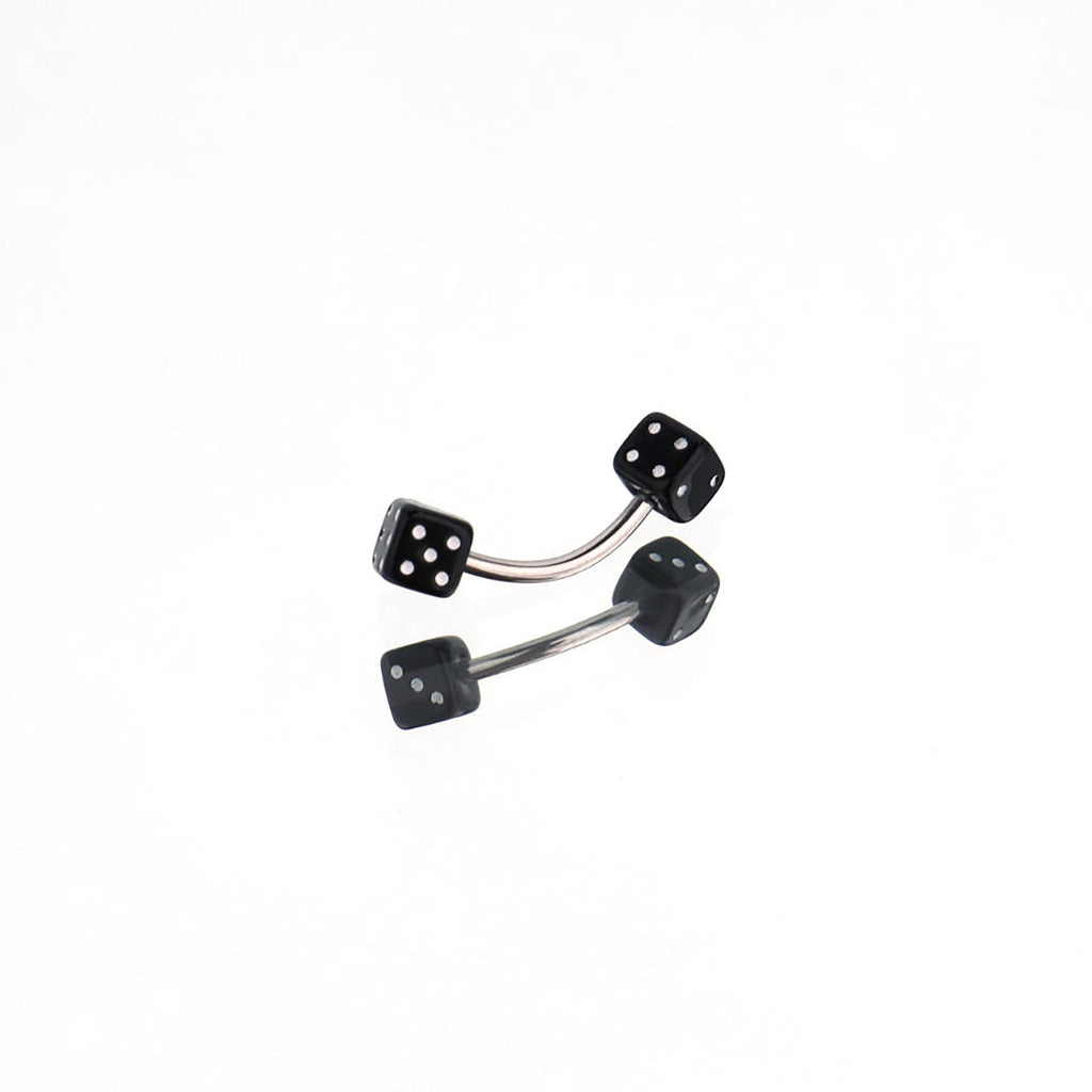 Acrylic Colorful Dice Externally Threaded Brow Studs - Acrylic Colorful Dice Externally Threaded Brow Studs - Black / 6mm by CRUXJEWELRY