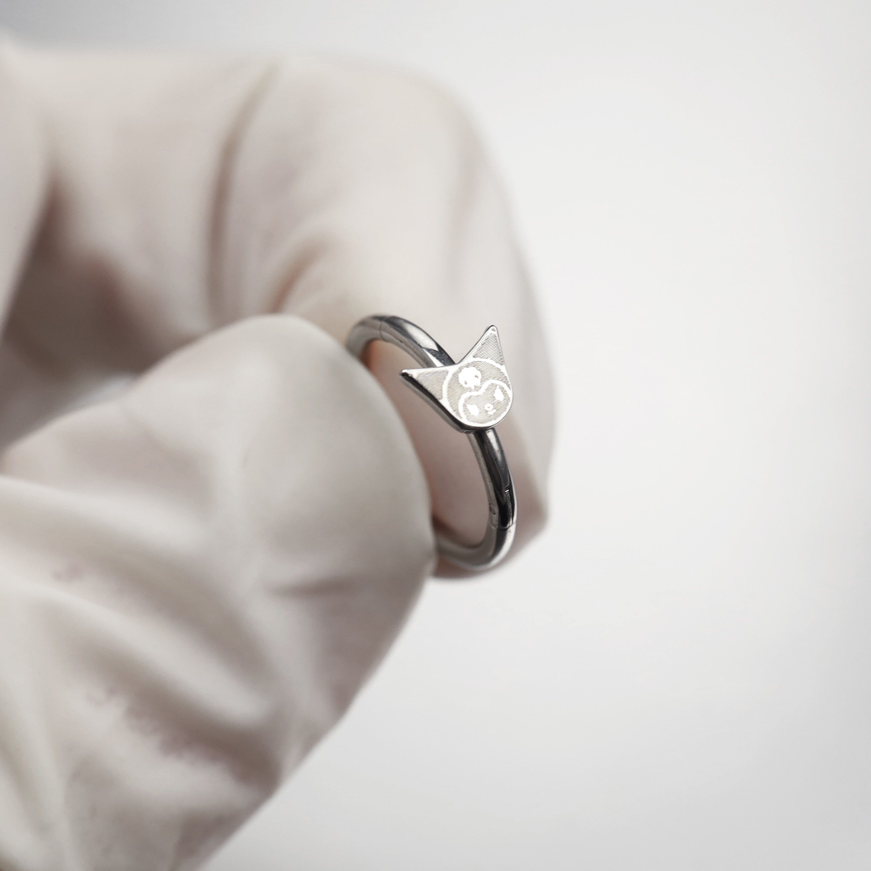 Paws & Purrs - Kuromi Stainless Steel Segment Hoop - Paws & Purrs - Kuromi Stainless Steel Segment Hoop - 8mm by CRUXJEWELRY