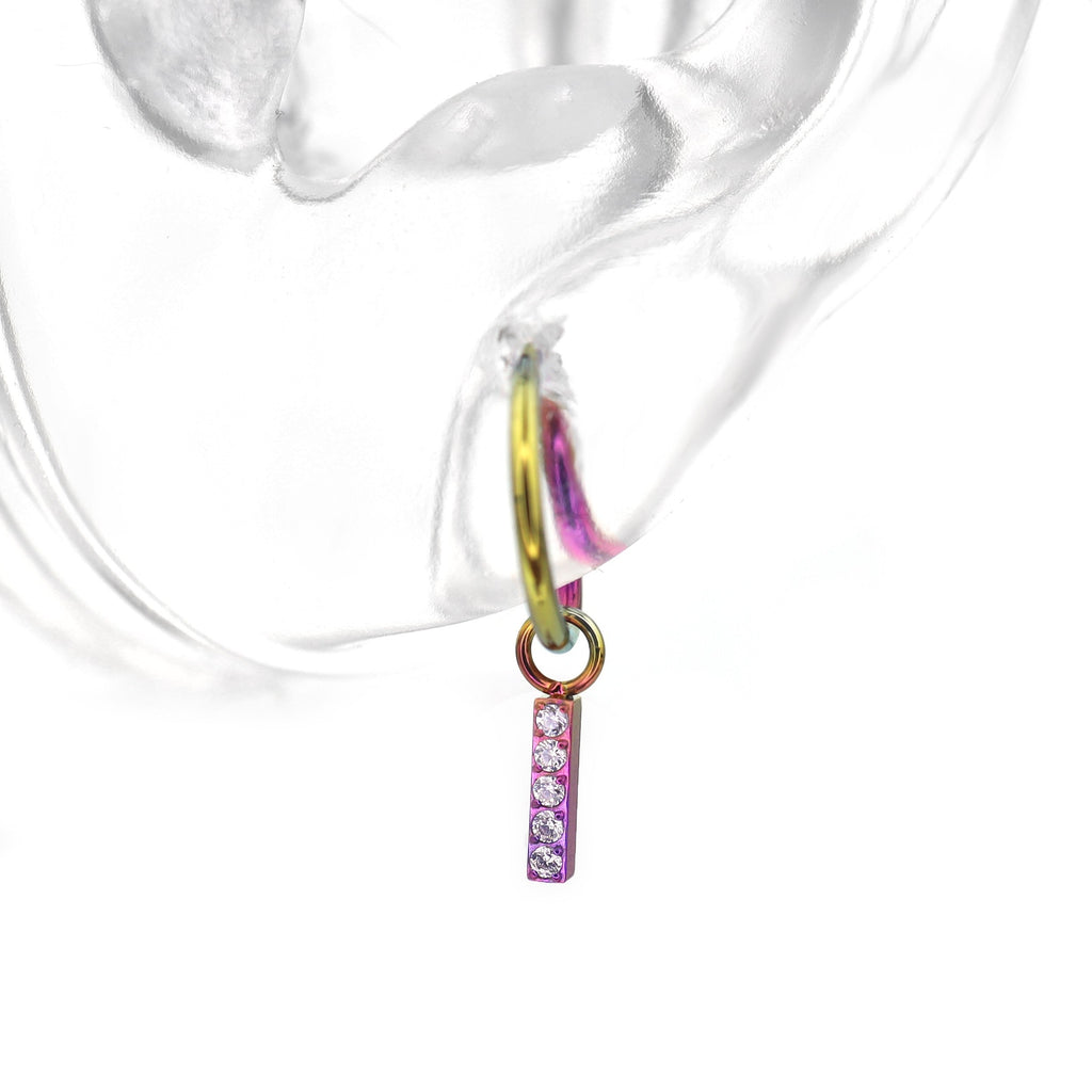 Titanium Segment Hoop with Baguette CZ - Titanium Segment Hoop with Baguette CZ - Orange-Yellow Gradient / 6mm by CRUXJEWELRY