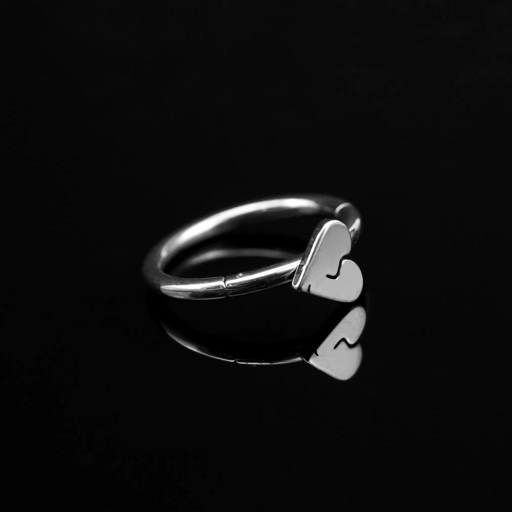 Broken Heart Stainless Steel Segment Hoop - Broken Heart Stainless Steel Segment Hoop - 8mm by CRUXJEWELRY