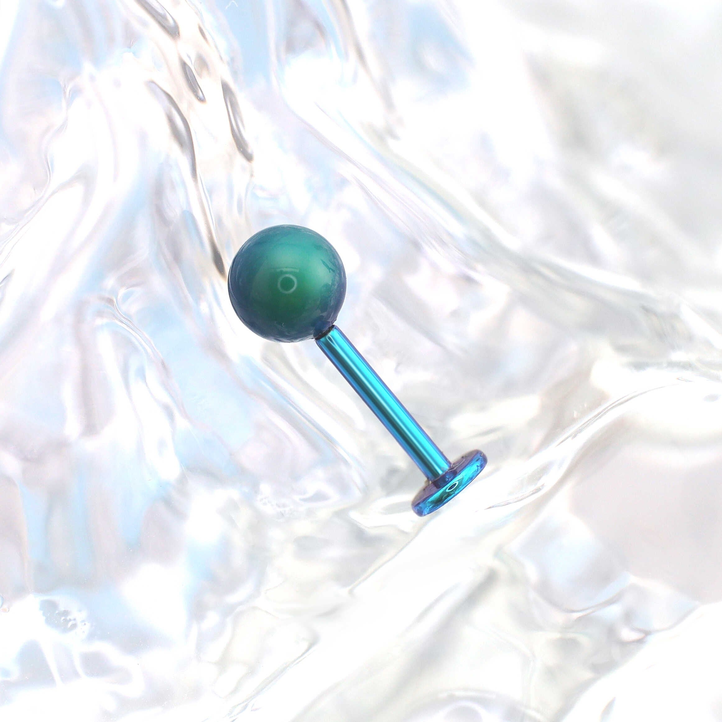 Nebula Opal Internally Threaded Titanium Studs - Nebula Opal Internally Threaded Titanium Studs - Green / 4mm / 6mm by CRUXJEWELRY