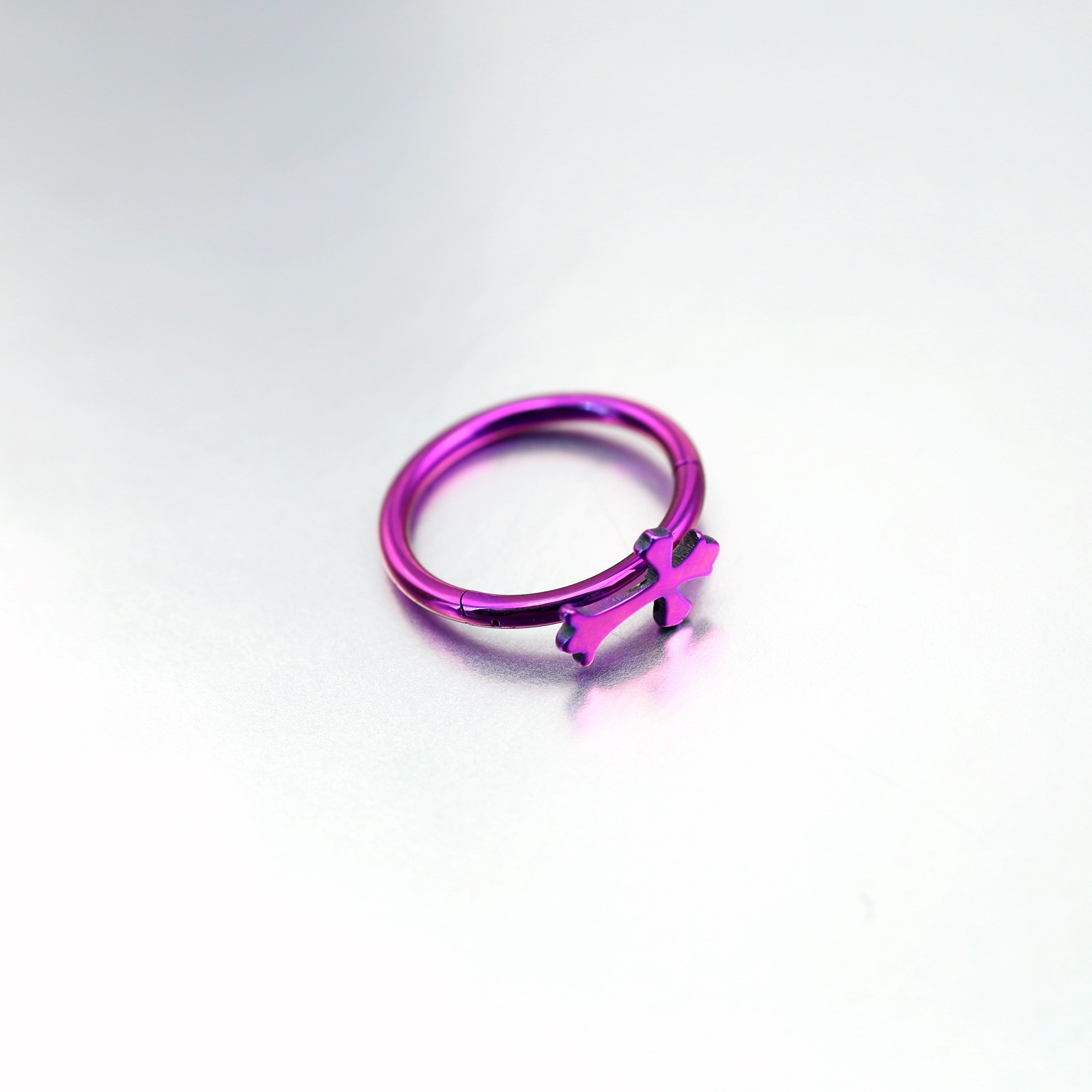 Cross Titanium Segment Nose Ring - Cross Titanium Segment Nose Ring - Bright Purple / 8mm by CRUXJEWELRY