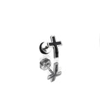 Curved Drip Cross Stainless Steel Ear Stud - Curved Drip Cross Stainless Steel Ear Stud - Single by CRUXJEWELRY