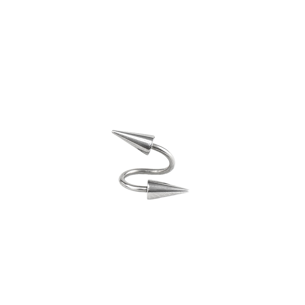 S-Shaped Spike Externally Threaded Stainless Steel Lip Ring - S-Shaped Spike Externally Threaded Stainless Steel Lip Ring - 8mm by CRUXJEWELRY