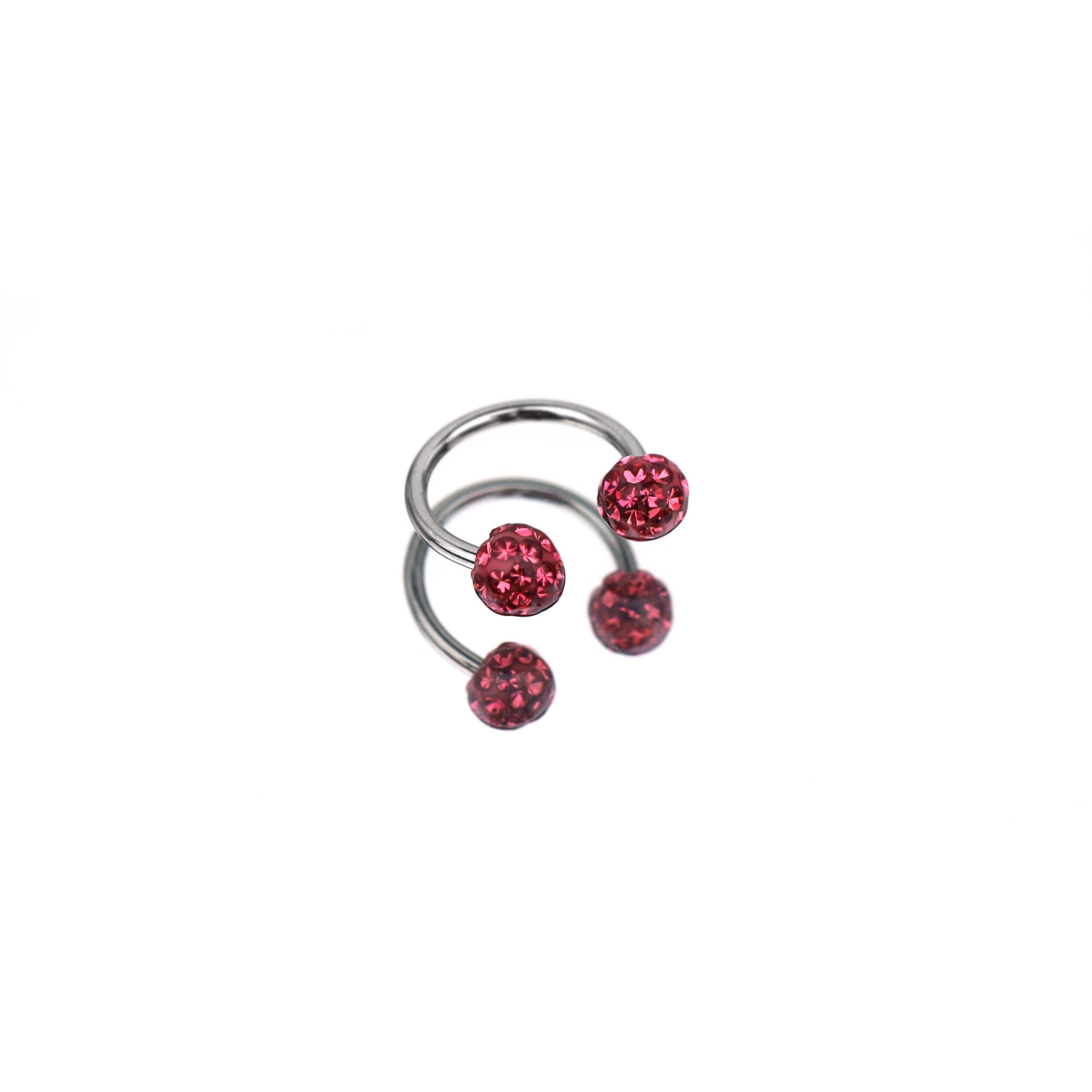 Colorful Full CZ Ball Horseshoe Ring - Colorful Full CZ Ball Horseshoe Ring - AB Coating / 8mm by CRUXJEWELRY