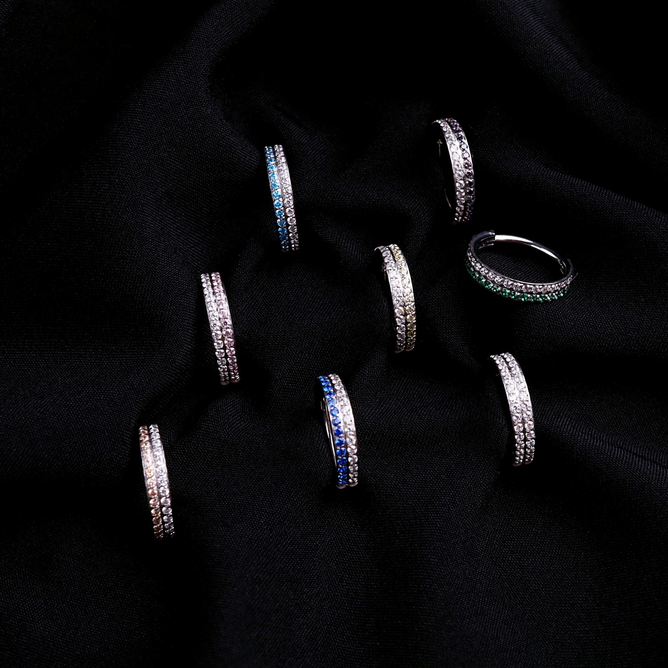 16G Double Layer CZ Titanium Segment Hoop - 16G Double Layer CZ Titanium Segment Hoop - Radiant White by CRUXJEWELRY