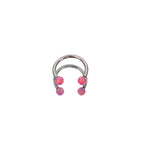 16G Opal Internally Threaded Horseshoe Ring - 16G Opal Internally Threaded Horseshoe Ring - Neon Pink / 8mm by CRUXJEWELRY