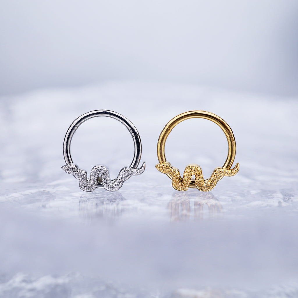 Sliver & Gold Serpent Stainless Steel Segment Ring - Sliver & Gold Serpent Stainless Steel Segment Ring - Sliver by CRUXJEWELRY