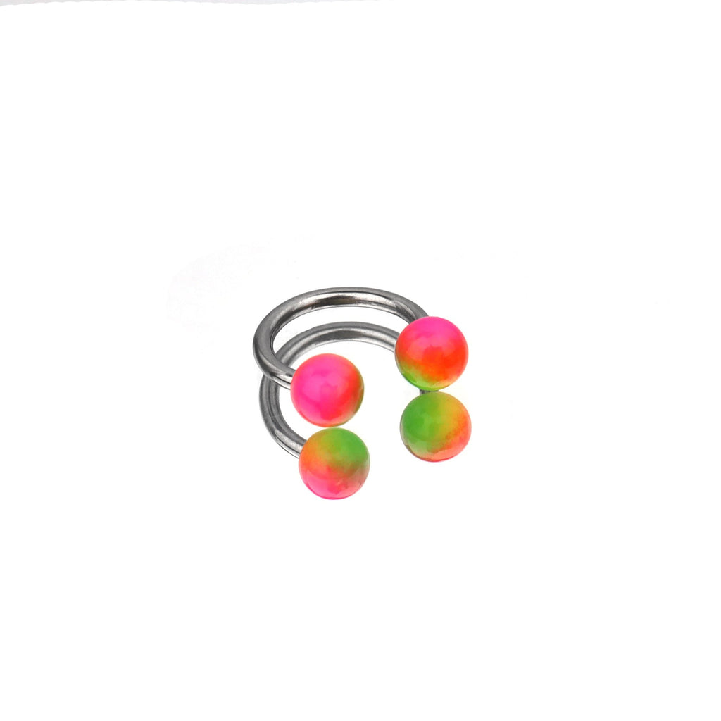 Colorful Acrylic Contrast Ball Horseshoe Ring - Colorful Acrylic Contrast Ball Horseshoe Ring - Blue-Green Gradient / 8 mm by CRUXJEWELRY