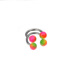 Colorful Acrylic Contrast Ball Horseshoe Ring - Colorful Acrylic Contrast Ball Horseshoe Ring - Blue-Green Gradient / 8 mm by CRUXJEWELRY