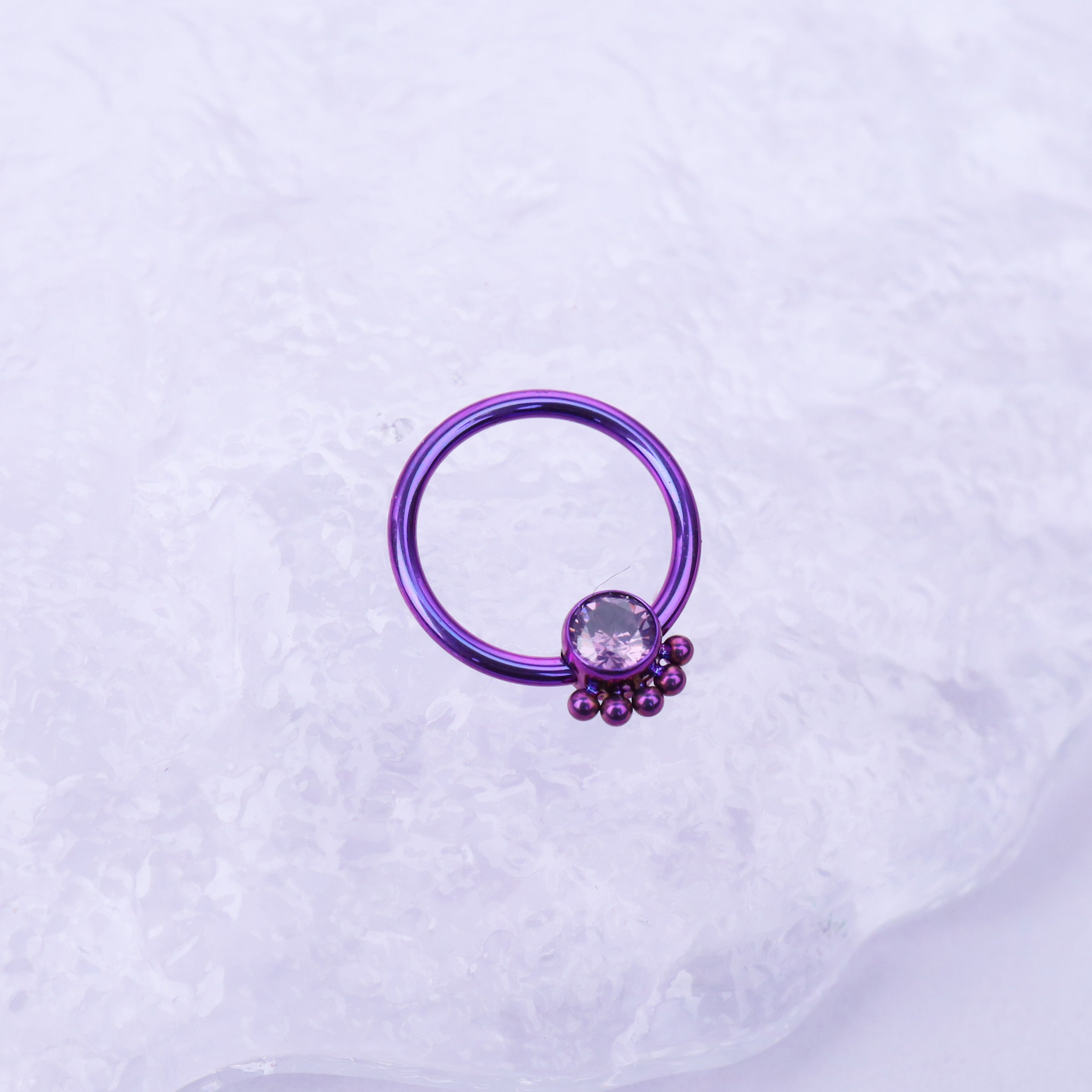 Closure CZ Ball Titanium Nose Ring - Closure CZ Ball Titanium Nose Ring - Purple by CRUXJEWELRY