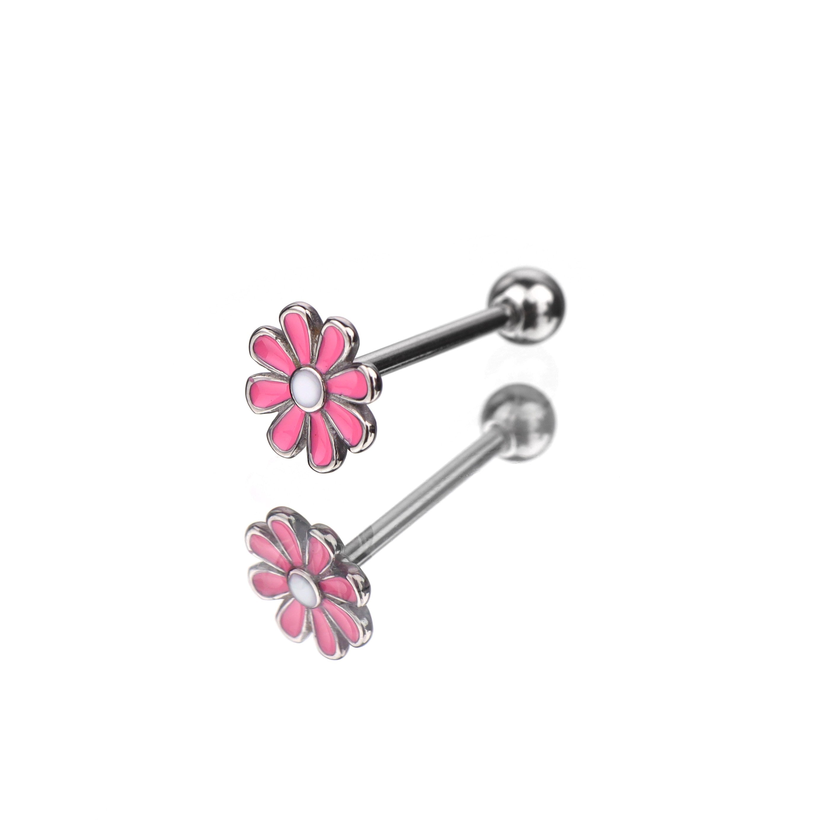 Pink SunFlower Oil Slick Tongue Stud - Pink SunFlower Oil Slick Tongue Stud - Default Title by CRUXJEWELRY