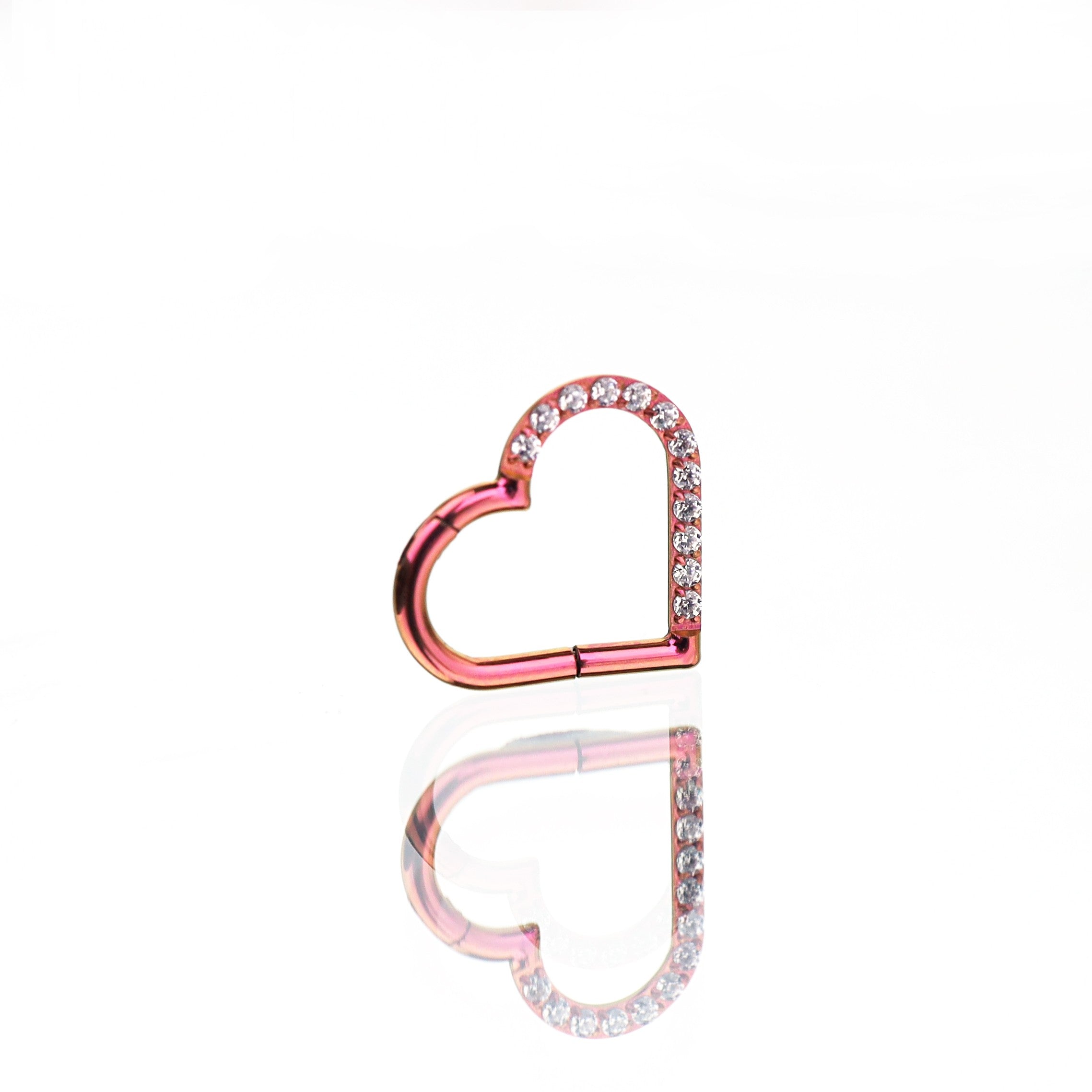 16G heart-shaped hoop CZ Titanium Segment Hoop - 16G heart-shaped hoop CZ Titanium Segment Hoop - Pink-Yellow Gradient / 8 mm by CRUXJEWELRY