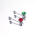 Red & Green Devil Eye Oil Slick Tongue Stud - Red & Green Devil Eye Oil Slick Tongue Stud - Green / 6mm / 1.2mm/16G by CRUXJEWELRY