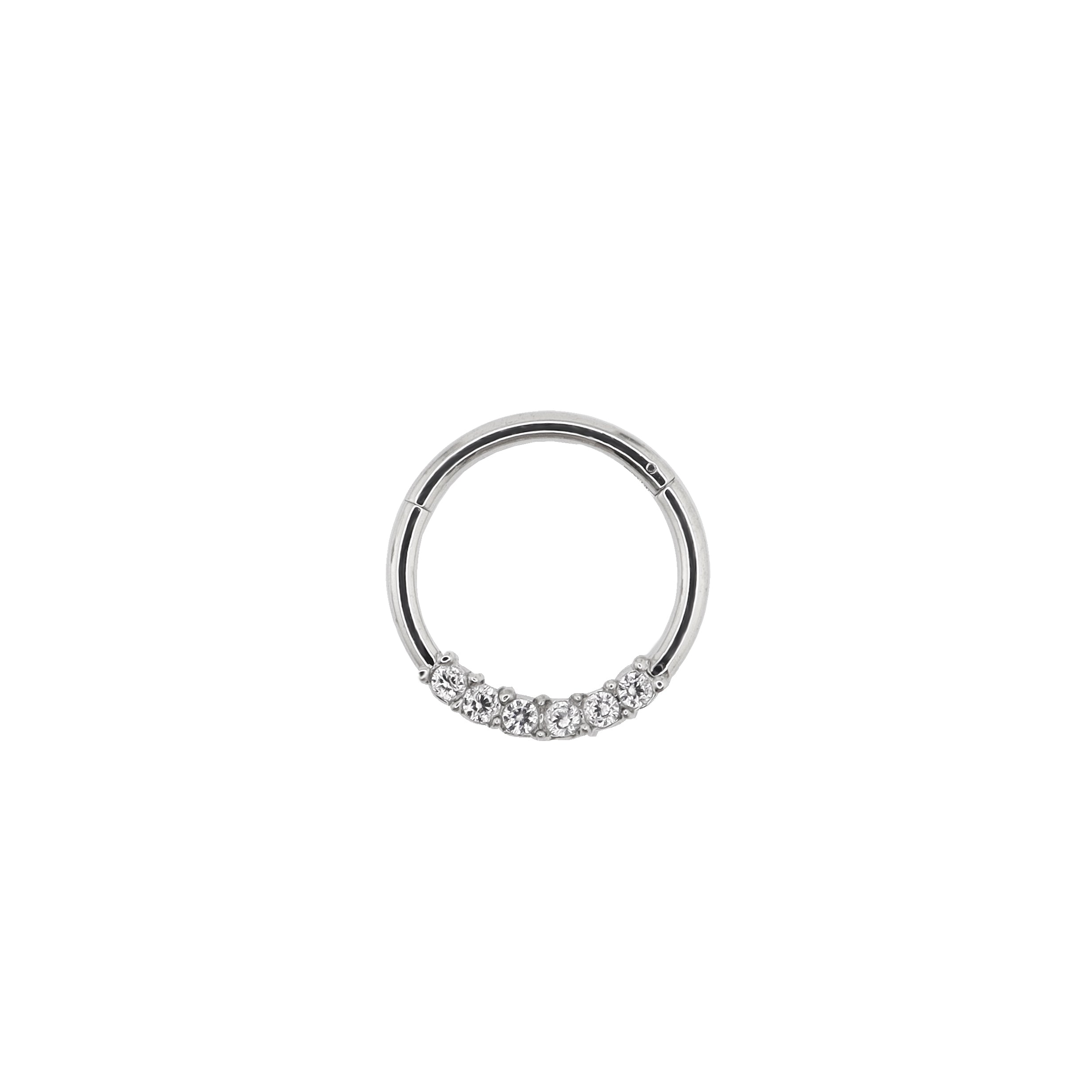 Mini CZ Stainless Steel Segment Ring - Mini CZ Stainless Steel Segment Ring - White by CRUXJEWELRY