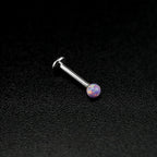 3mm Opal Internal Thread Stainless Steel Labret Stud - 3mm Opal Internal Thread Stainless Steel Labret Stud - Purple / 6mm by CRUXJEWELRY