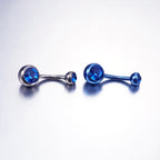 CZ Crystal Titanium Belly Ring - CZ Crystal Titanium Belly Ring - Medium Blue / 6 mm by CRUXJEWELRY