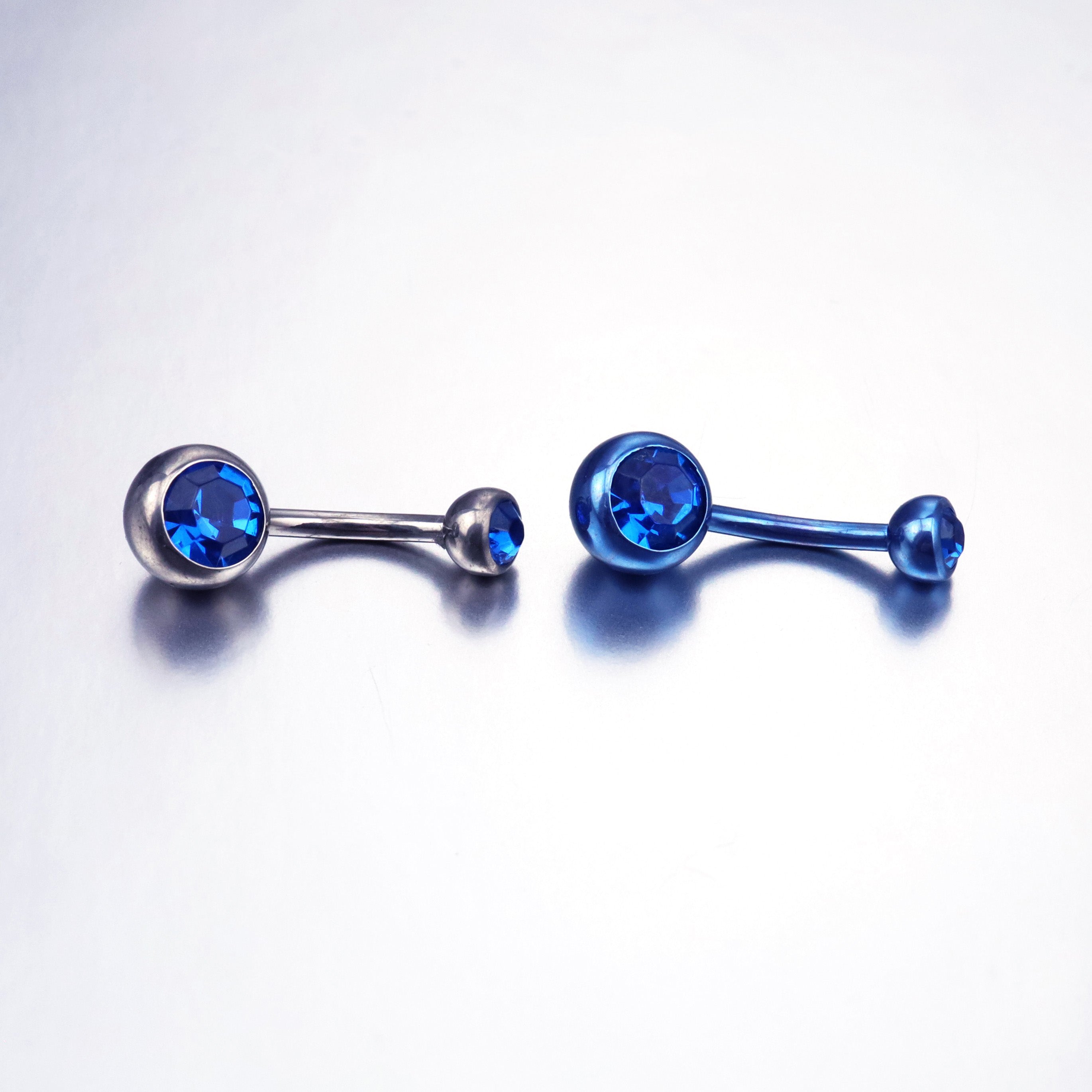 CZ Crystal Titanium Belly Ring - CZ Crystal Titanium Belly Ring - Medium Blue / 6 mm by CRUXJEWELRY