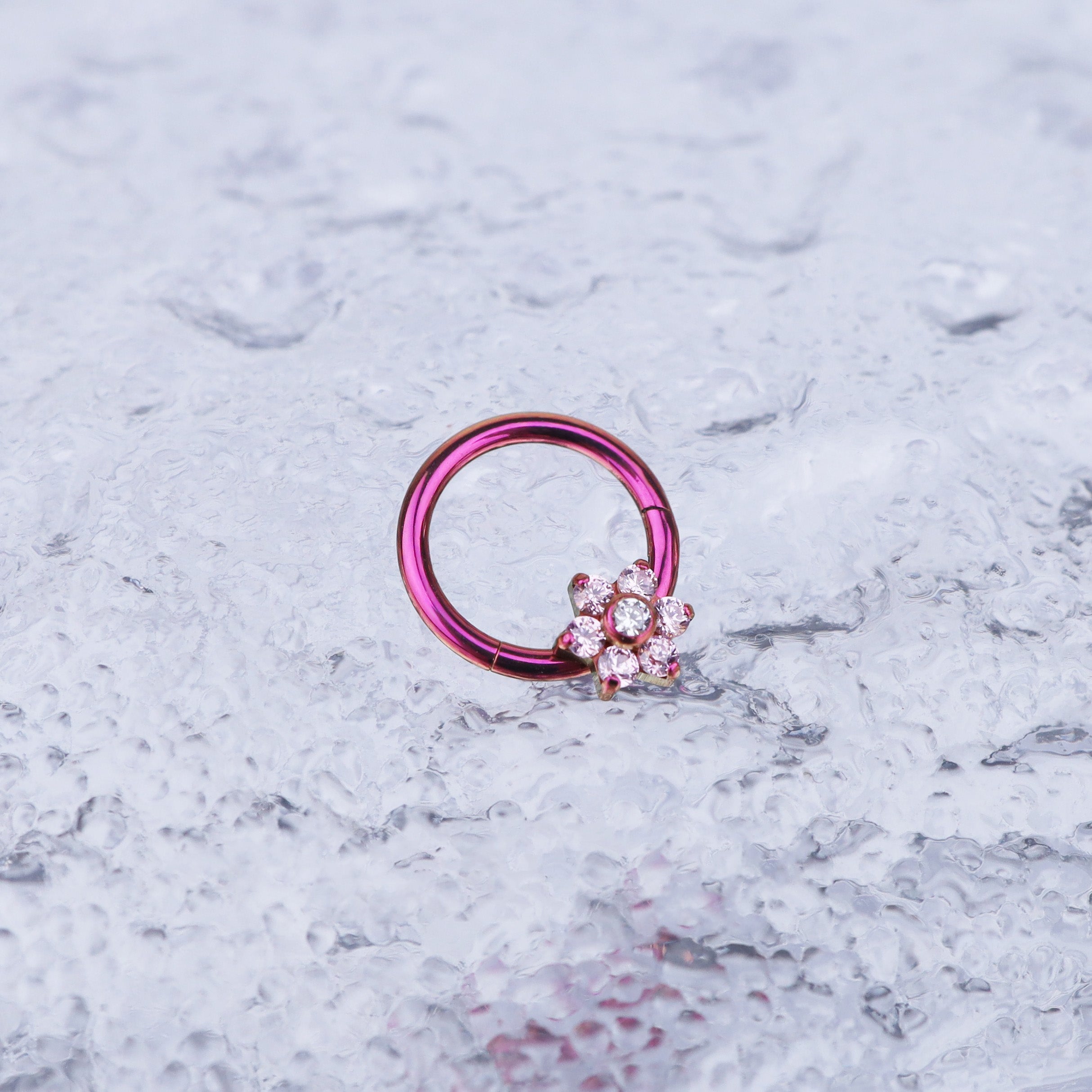 Iridescent Six-Flower Septum Clicker - Iridescent Six-Flower Septum Clicker - Bubblegum Pink by CRUXJEWELRY