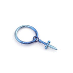 Multicolored Dagger Pendant Titanium Segment Hoop - Multicolored Dagger Pendant Titanium Segment Hoop - Blue-White Gradient / 6mm by CRUXJEWELRY