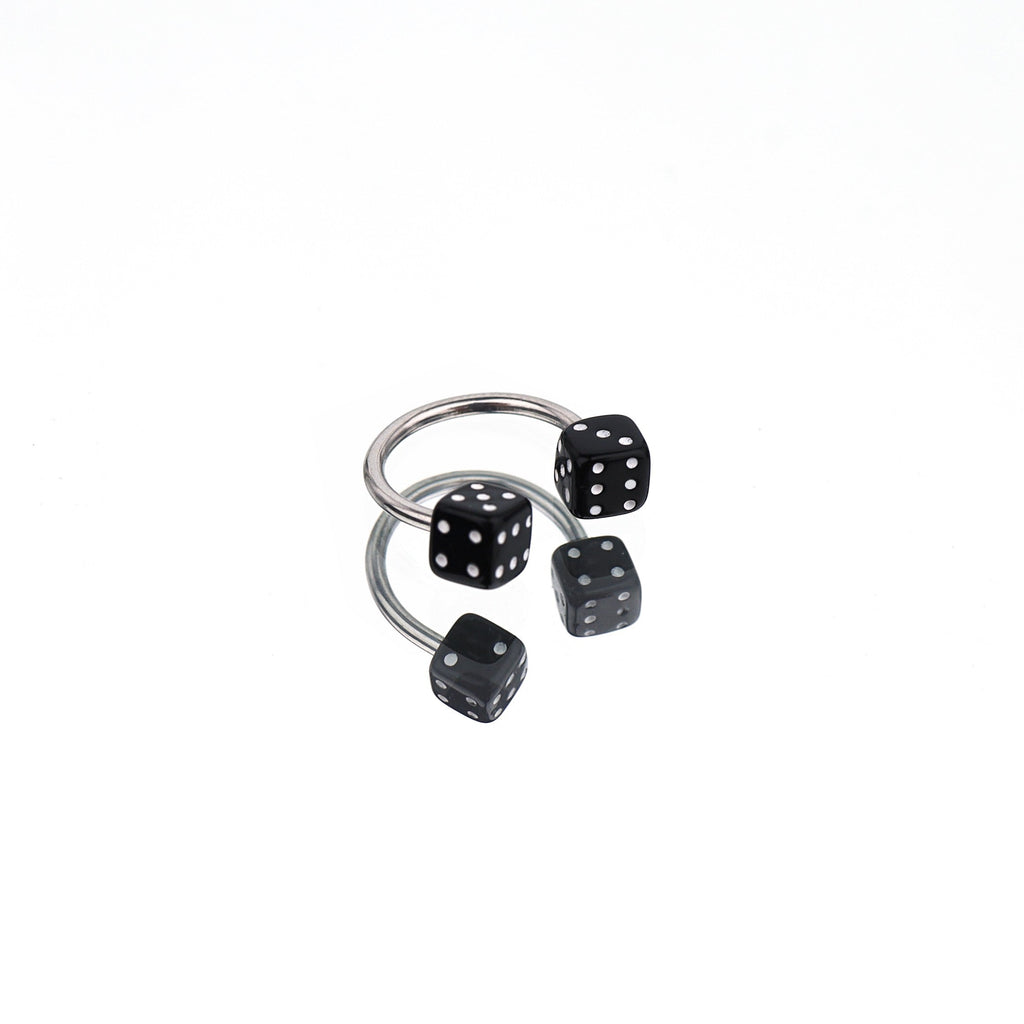 Colorful Acrylic Dice Horseshoe Ring - Colorful Acrylic Dice Horseshoe Ring - Black / 8 mm by CRUXJEWELRY