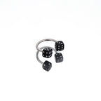 Colorful Acrylic Dice Horseshoe Ring - Colorful Acrylic Dice Horseshoe Ring - Black / 8 mm by CRUXJEWELRY