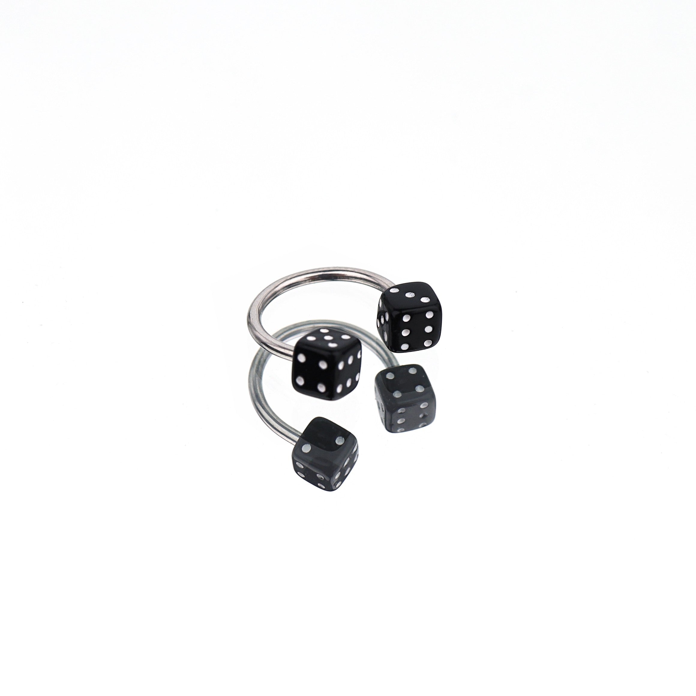 Colorful Acrylic Dice Horseshoe Ring - Colorful Acrylic Dice Horseshoe Ring - Black / 8 mm by CRUXJEWELRY