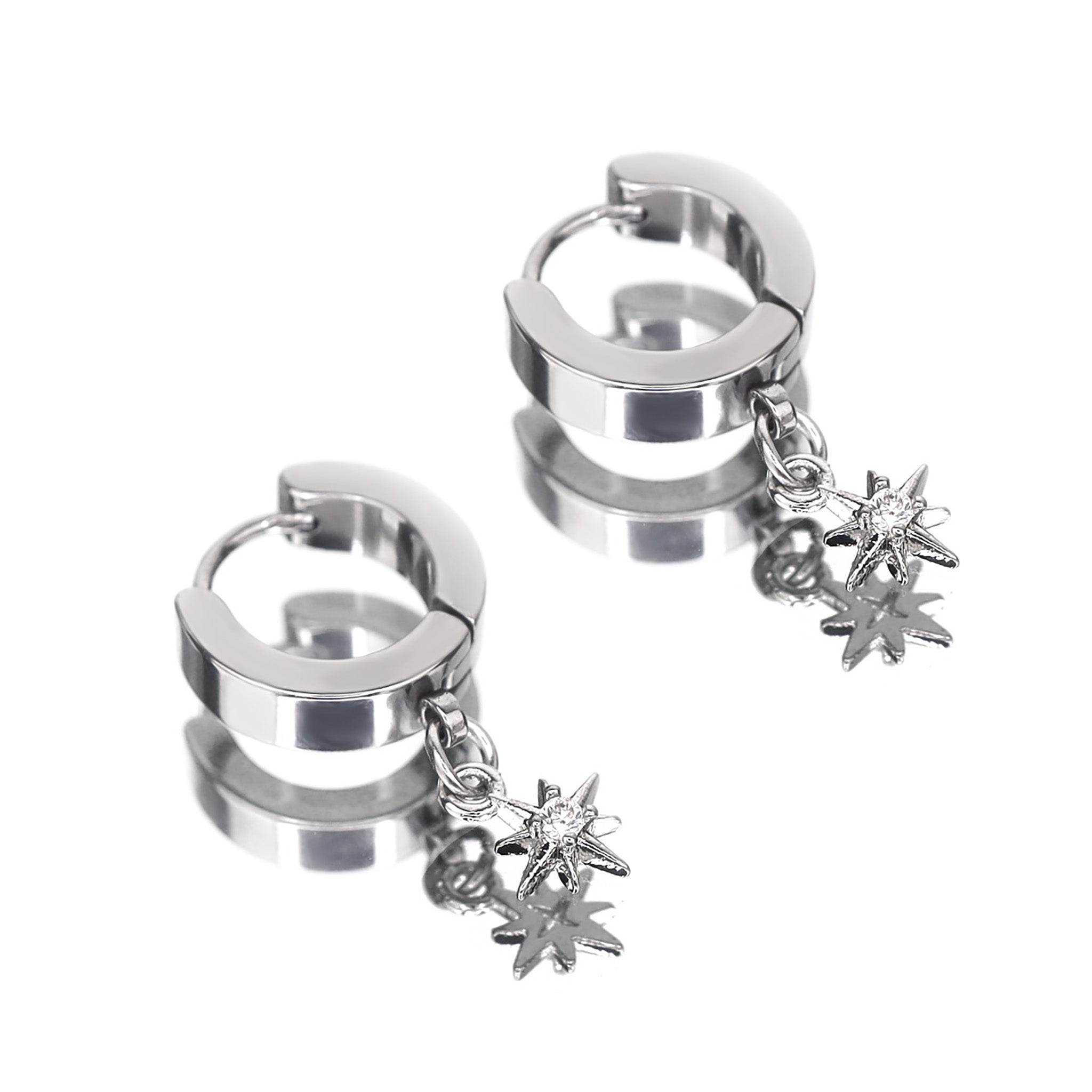 Octagram CZ Stainless Steel Earring - Octagram CZ Stainless Steel Earring - Single by CRUXJEWELRY