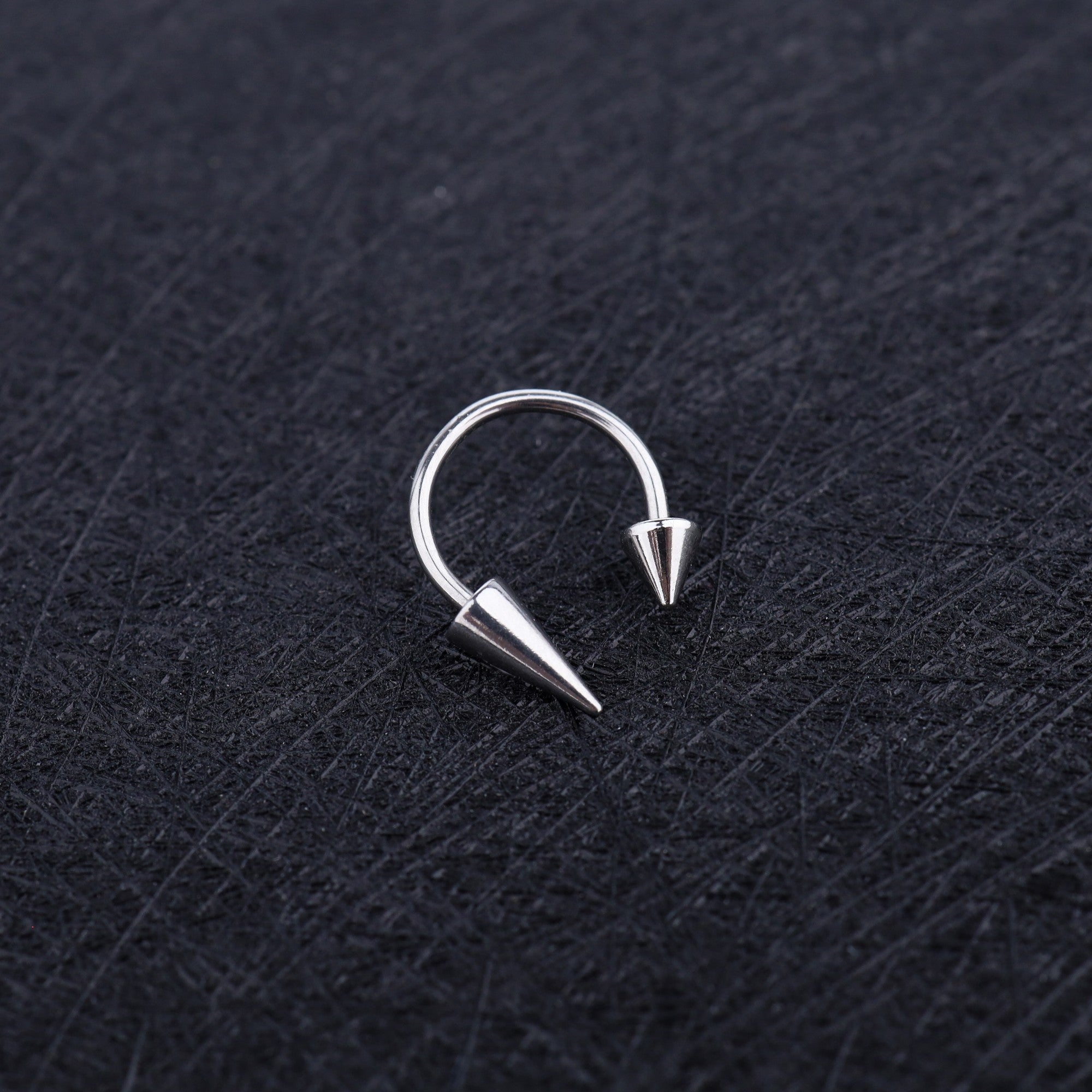 Spike and Ball Ends Horseshoe Lip Ring - Spike and Ball Ends Horseshoe Lip Ring - Spike & Spike / 8mm by CRUXJEWELRY