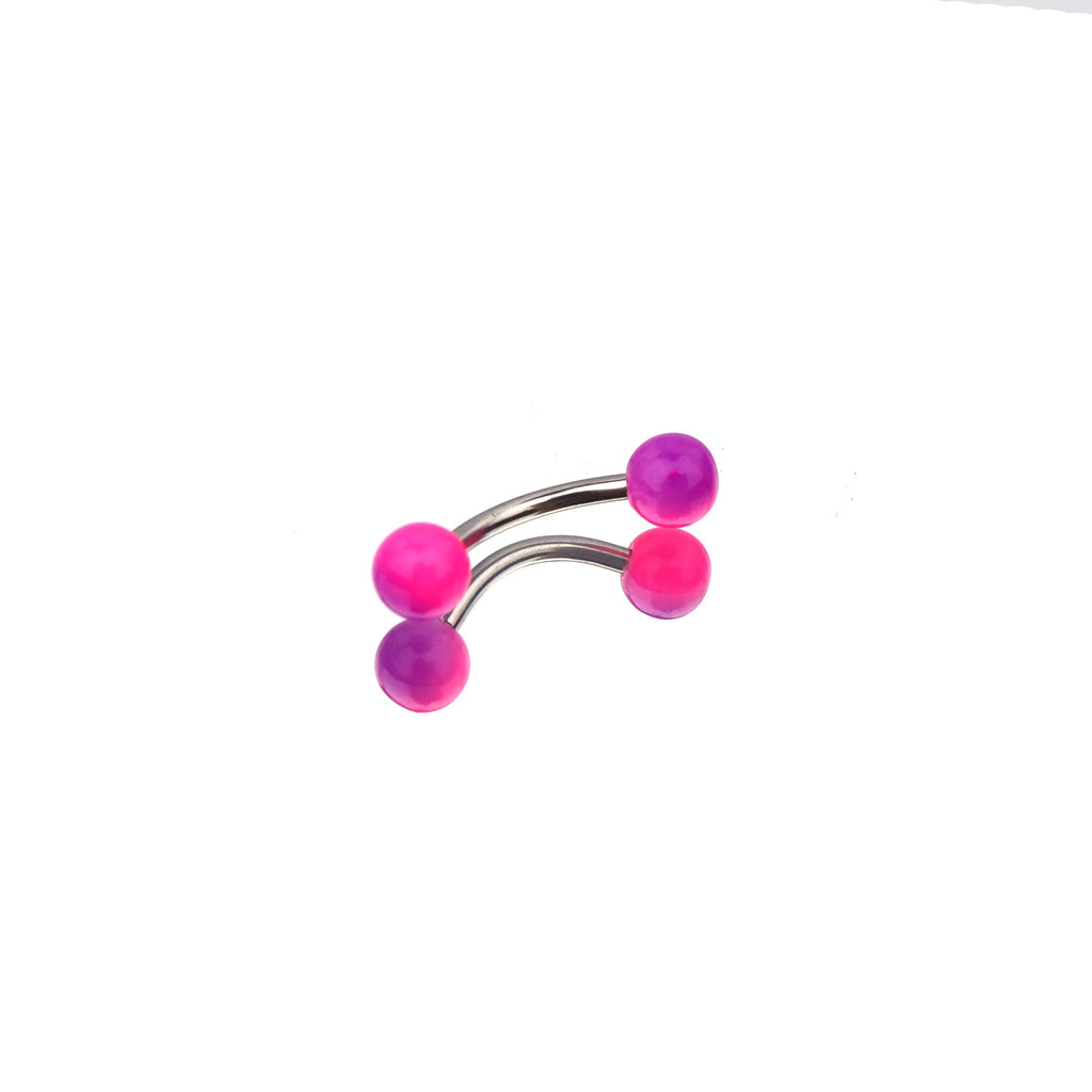 Acrylic Color Block Ball Brow Studs - Acrylic Color Block Ball Brow Studs - Pink-Purple Gradient / 6mm by CRUXJEWELRY