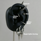 Cyberpunk Spiked Tentacle & Dice Ear Stack Silver Earring Set