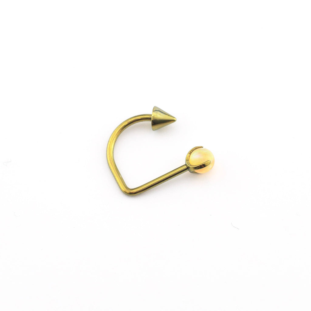 16G Opal Spike Titanium U-Ring - 16G Opal Spike Titanium U-Ring - Light Yellow / 8mm by CRUXJEWELRY
