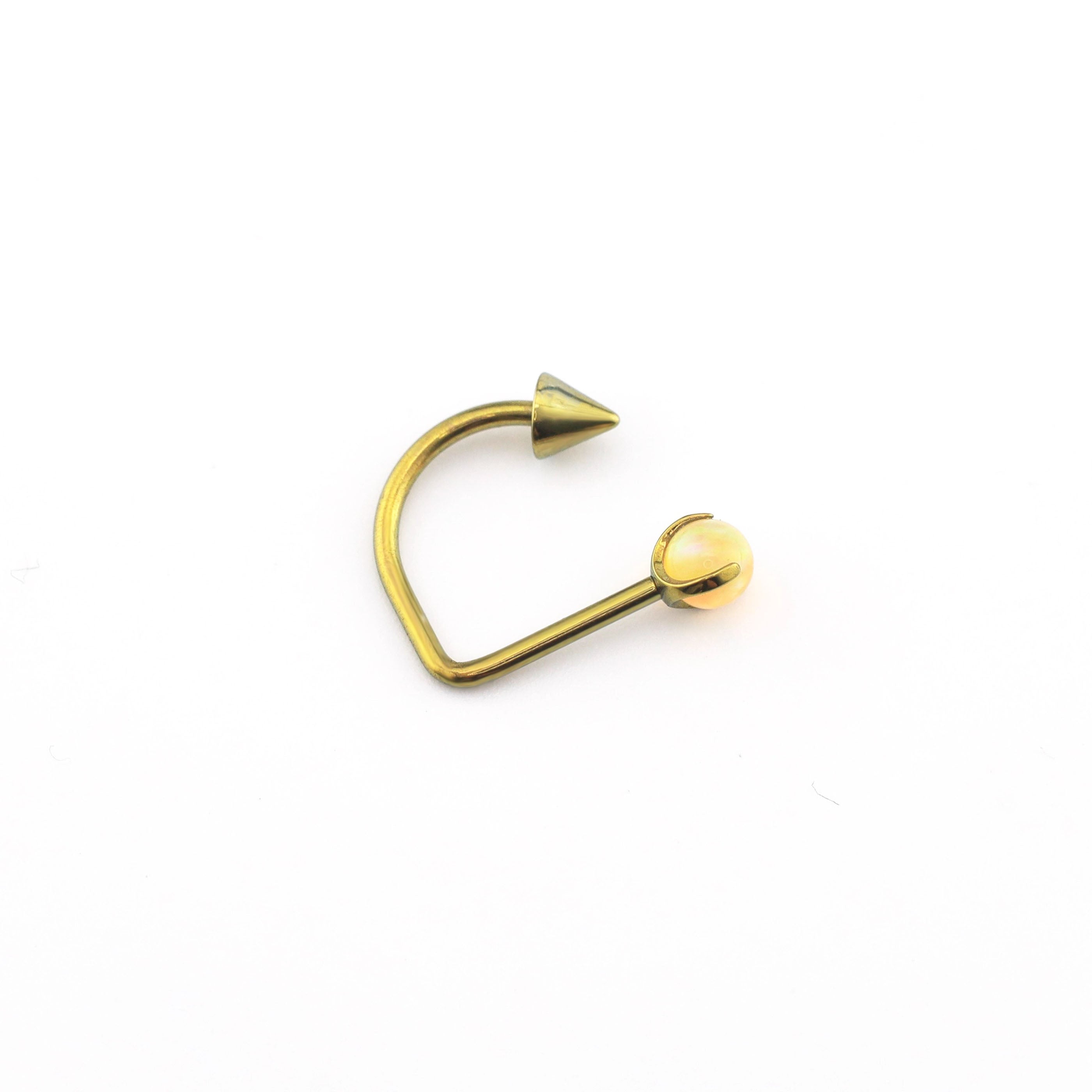 16G Opal Spike Titanium U-Ring - 16G Opal Spike Titanium U-Ring - Light Yellow / 8mm by CRUXJEWELRY
