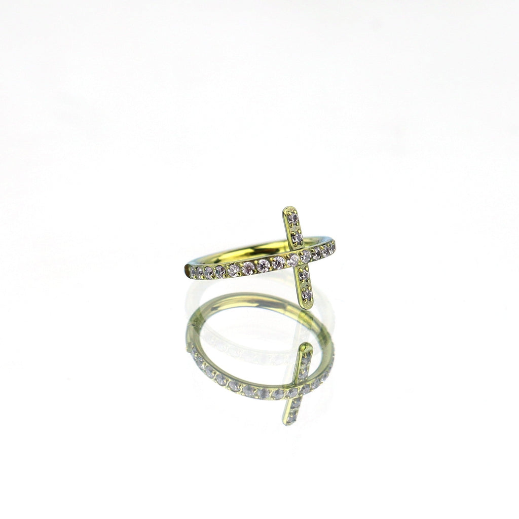 Cross CZ Titanium Clicker Nose Hoop - Cross CZ Titanium Clicker Nose Hoop - Gold / 8mm by CRUXJEWELRY