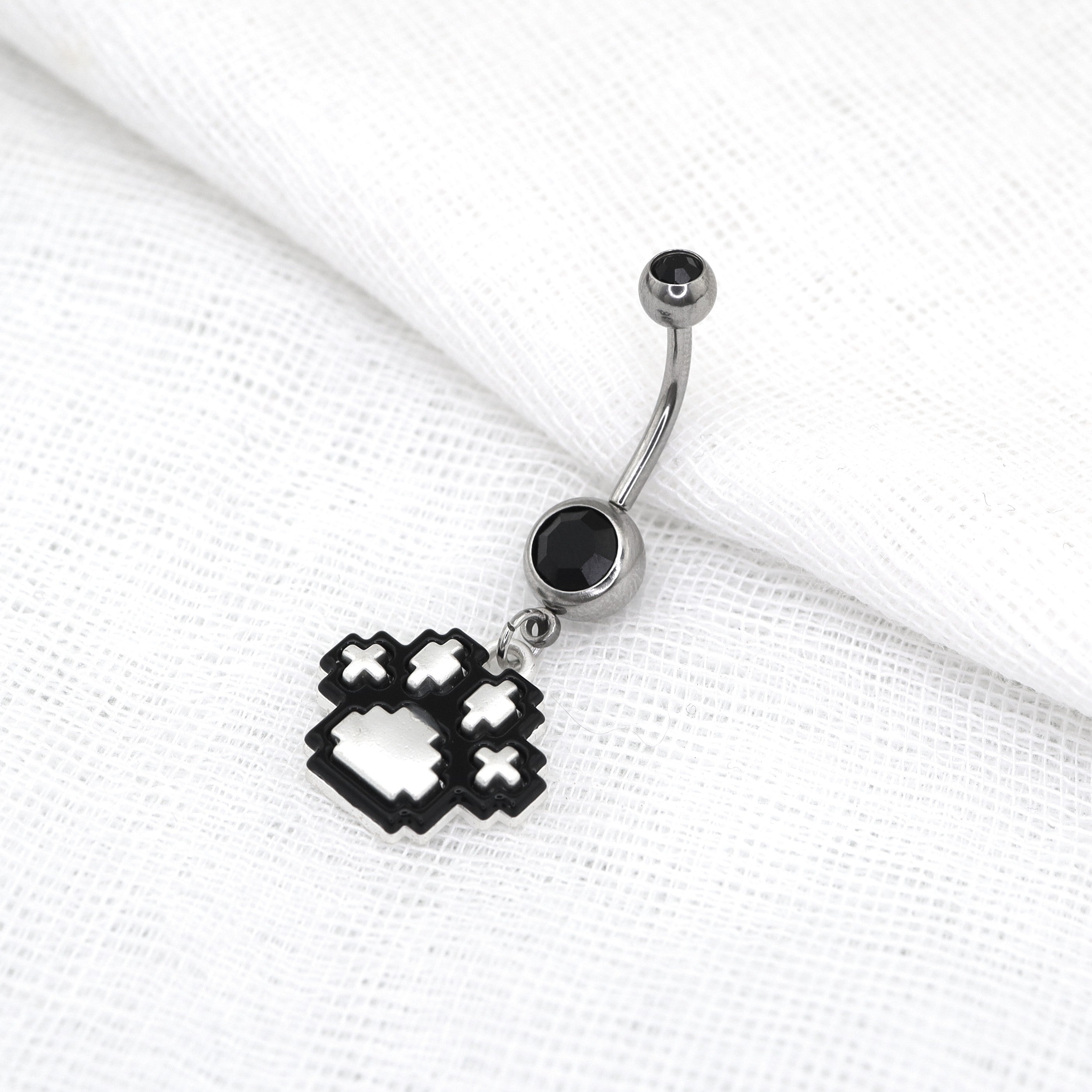 Paws & Purrs - Pixel Art Cat Paw Pendant Belly Ring - Paws & Purrs - Pixel Art Cat Paw Pendant Belly Ring - Default Title by CRUXJEWELRY