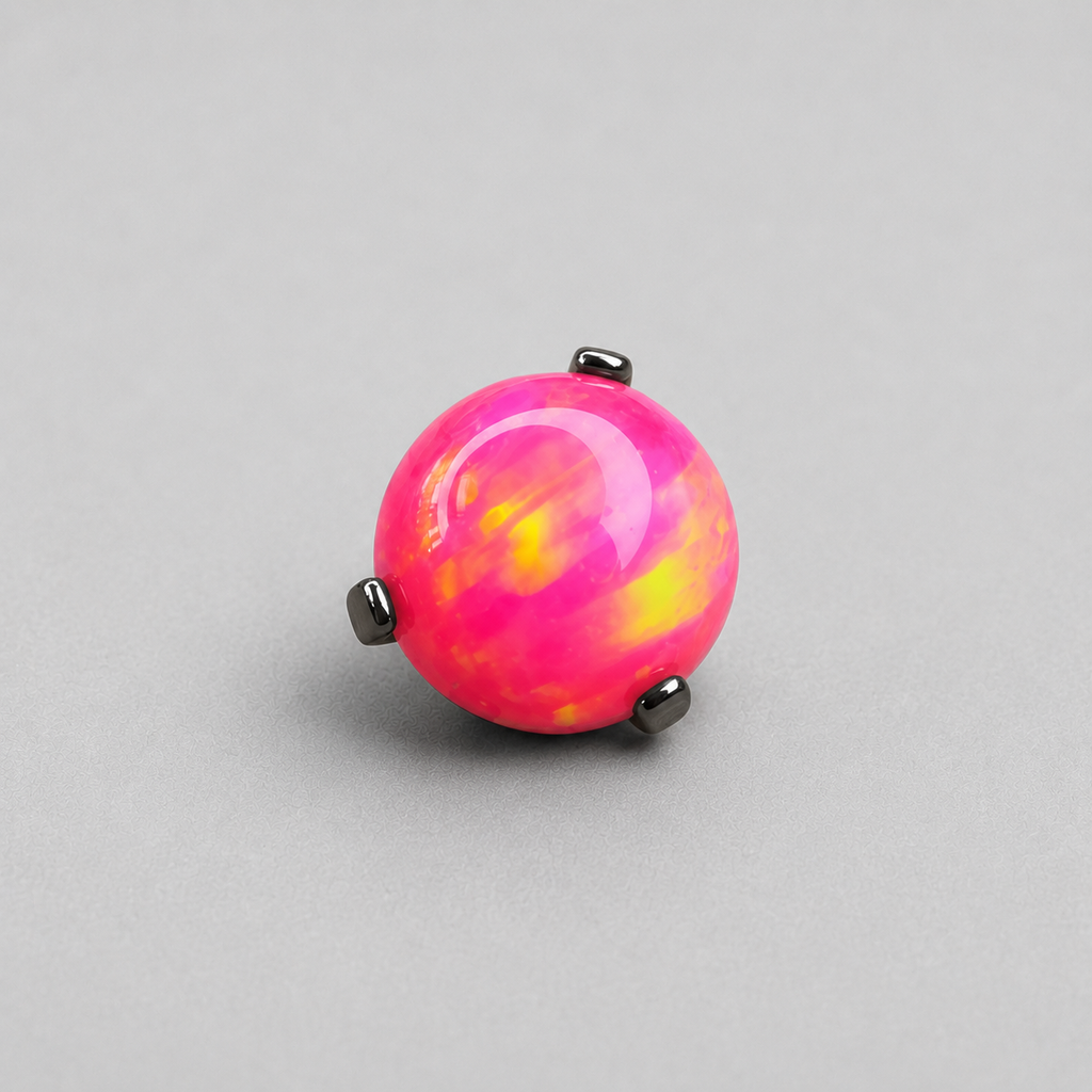 Titanium Fire Opal Three-Prong Piercing Top