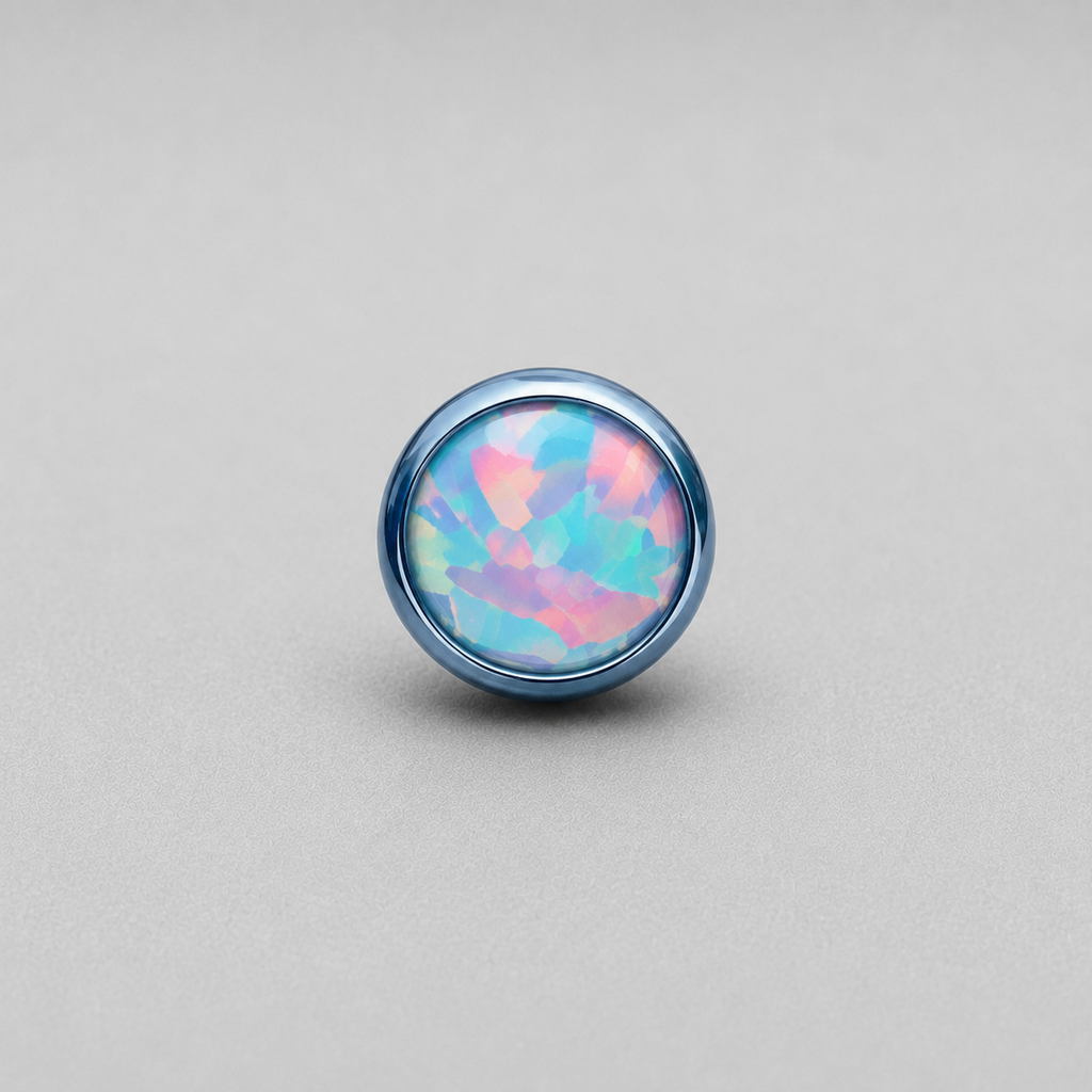 Titanium Fire Opal Bezel Piercing Top