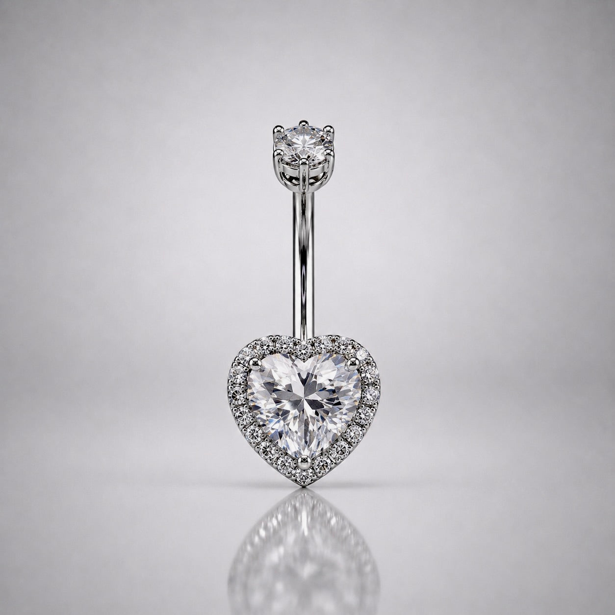 Anneau de nombril en argent sterling S925 avec zircon cubique en forme de cœur 